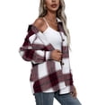 thumbnail image 3 of KOMOO Women Autumn Blouses Plaid Turn-Down Collar Button-Open Loose Shirts Long Sleeves Shirt Tops, 3 of 5