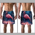 thumbnail image 3 of luoweisi Men's Beach Shorts Quick Dry Swim Trunks with Mesh Lining Flamingo 2XL, 3 of 5