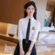 thumbnail image 2 of Camisa de mujer versátil de un solo pecho de estilo coreano primavera otoño 2022, manga larga blanca, elegante, informal, para desplazamientos diarios, 2 of 4