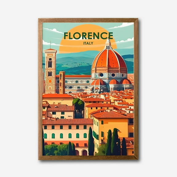 Florence Italy Canvas Wall Art Duomo Cathedral Cityscape Poster, Modern Travel Home Decor