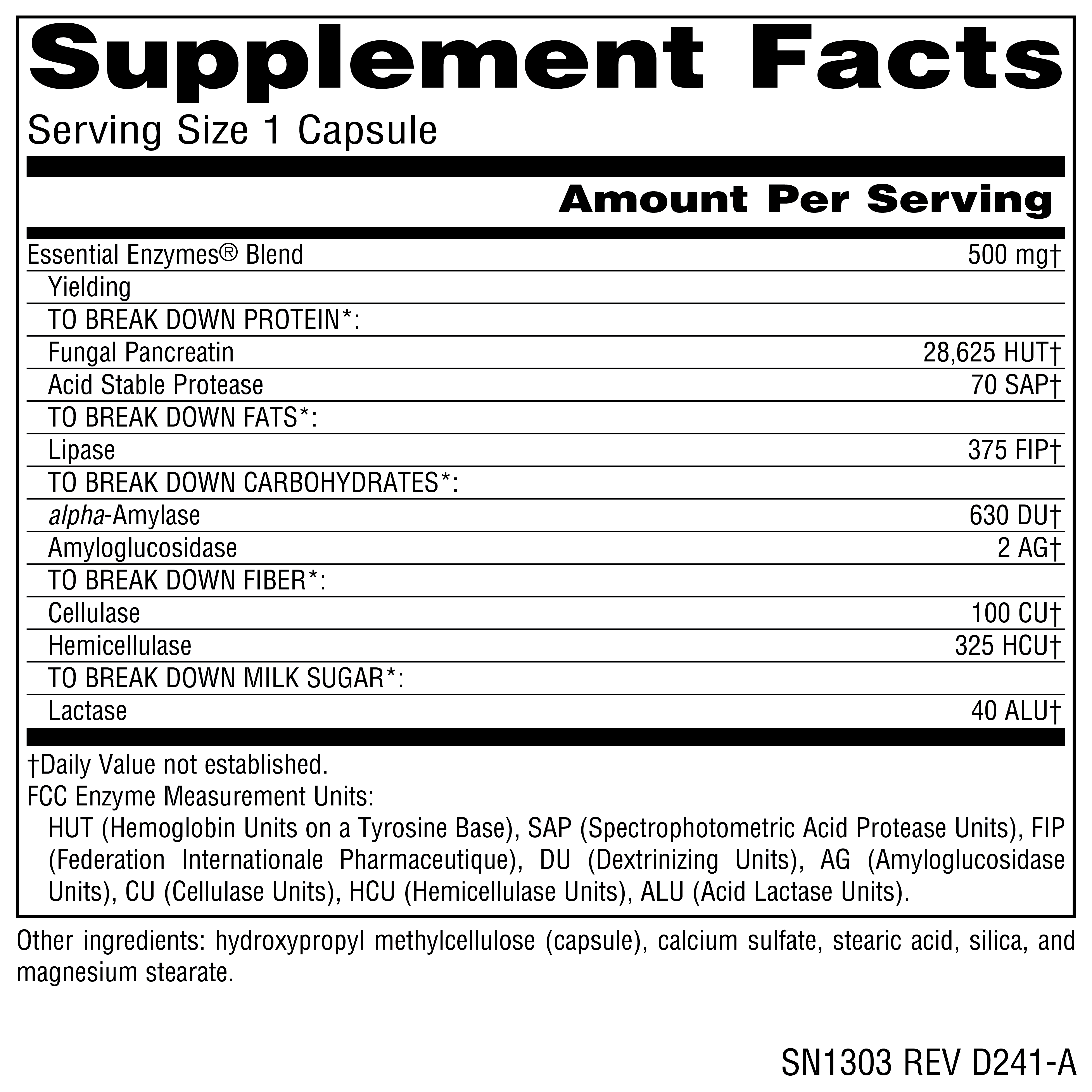 Source Naturals Daily Essential Enzymes 500 mg. 240 Capsules