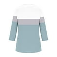 thumbnail image 5 of Viluyesy Round Neck T-Shirt for Womens 3/4 Sleeves Shirt Tops Fashionable Loose Blouse Light Blue Size L, 5 of 6
