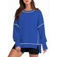 thumbnail image 1 of Sudadera Informal de Cuello Redondo para Mujer, de Larga, Holgada, , con Costuras en Contraste, para Otoño. Azul XL, 1 of 8