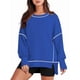 thumbnail image 1 of Sudadera Informal de Cuello Redondo para Mujer, de Larga, Holgada, , con Costuras en Contraste, para Otoño. Azul XXL, 1 of 8