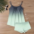 thumbnail image 5 of Women's Tankini Swimsuits Tummy Control Two Piece Bathing Suit Gradient Crew Neck Tie Front Flowy Swim Top with Bottom, XL, 5 of 6