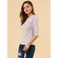 thumbnail image 4 of Dde San Patricio Camisecon mangas de codo pamujer Camisebásiinformal con cuello de barco y corte ajustado Amarillo morado XL, 4 of 6