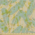 thumbnail image 1 of Grunge Fabric by the Yard, Pastel Exotic Jungle Leaves Paint Brushstroke Effects on Vintage Stripes, Decorative Upholstery Fabric for Sofas and Home Accents, Salmon Seafoam Green by Ambesonne, 1 of 5