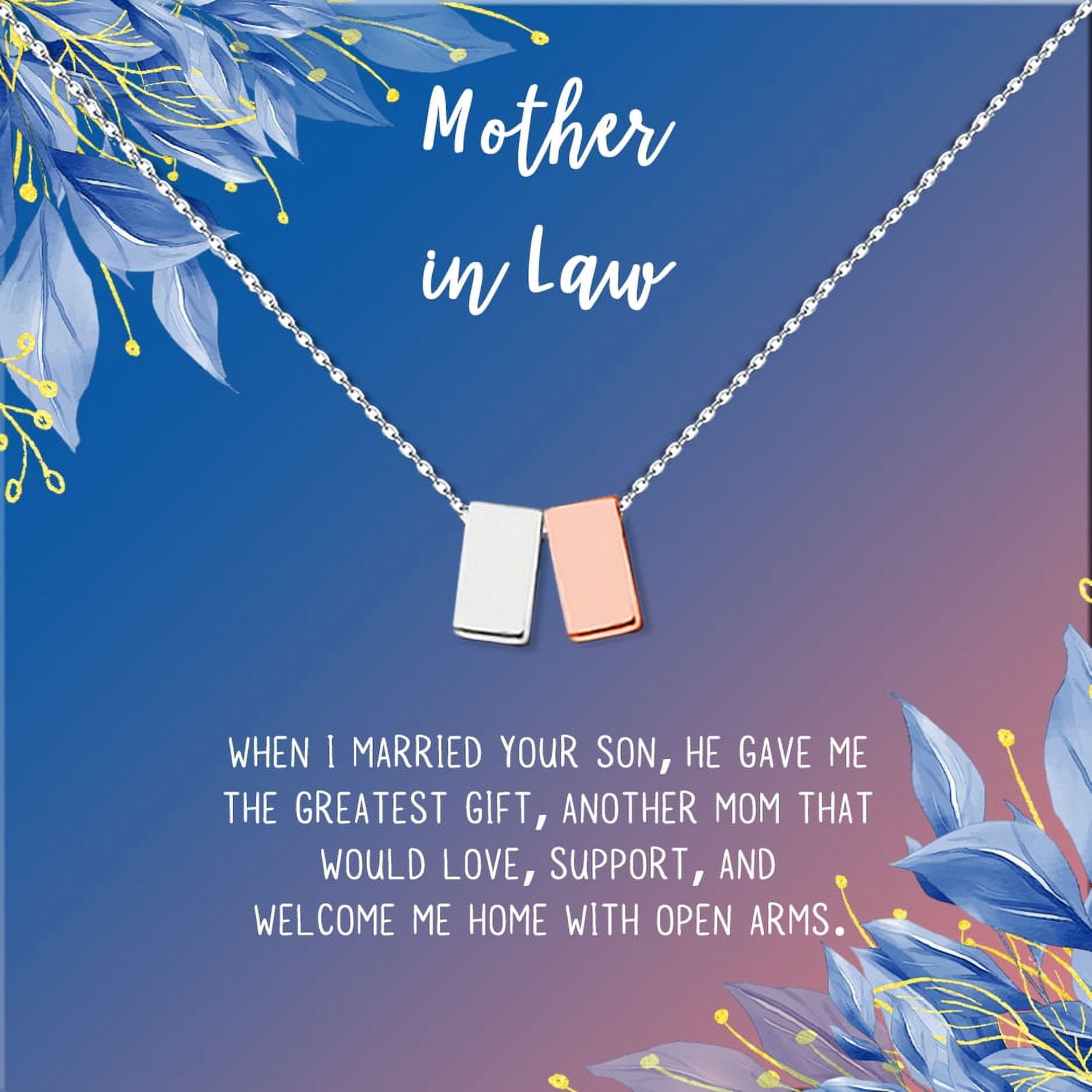 Anavia Mother in Law Gift, Mother of the Groom Gift, Jewelry and Card Gift for Mother in Law, Mother's Day Gift, Necklace and Card Gift [Silver and Rose Gold Cube,Blue-Orange Gradient]