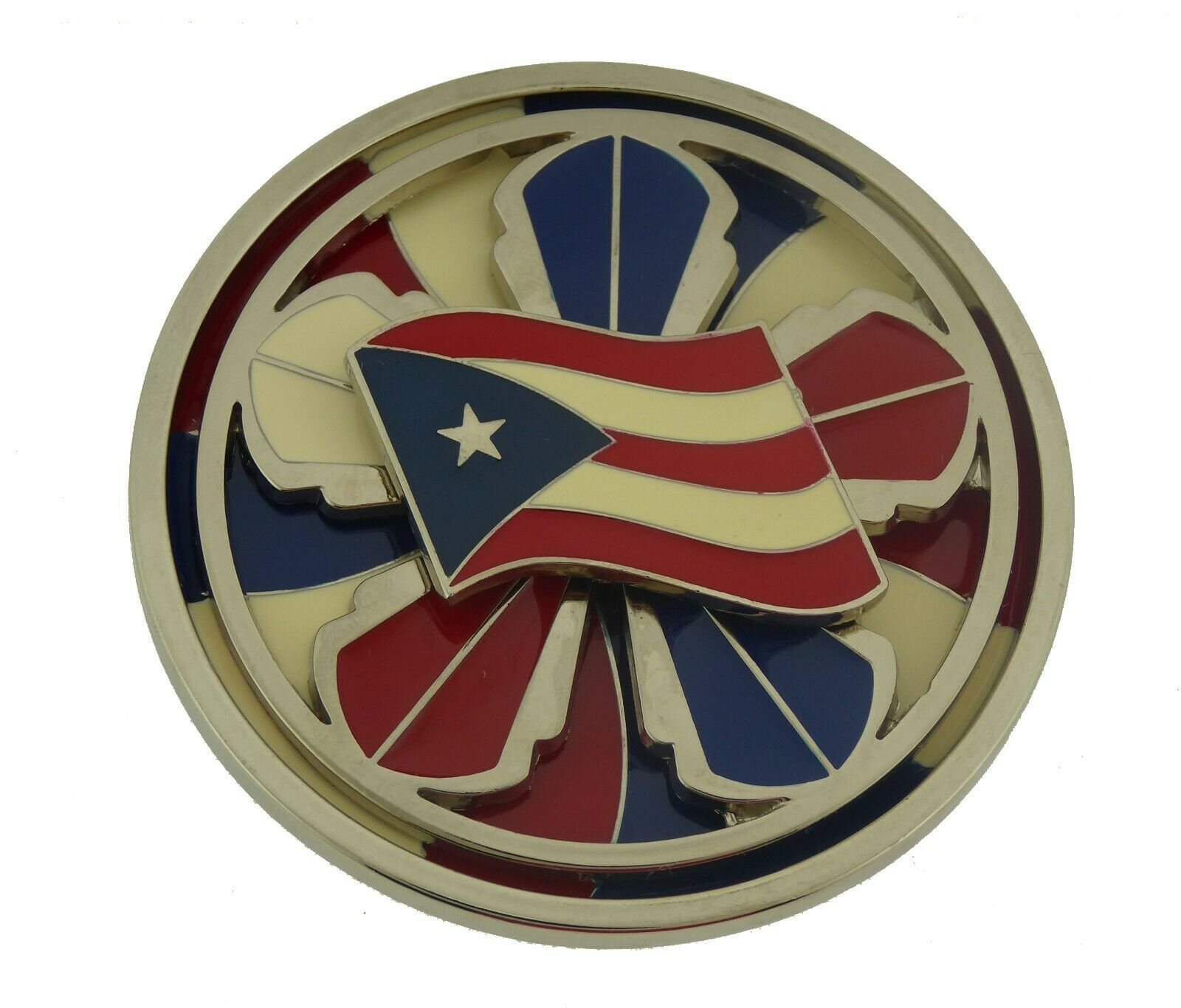 Spinner Belt Buckle Puerto Rican Flag Bandera puertorriquena