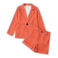 thumbnail image 7 of Wxolcjlv Girls Formal Outfits Solid Color Button Lapel Blazer Baggy Shorts Sets, Sizes 3-14, 7 of 7