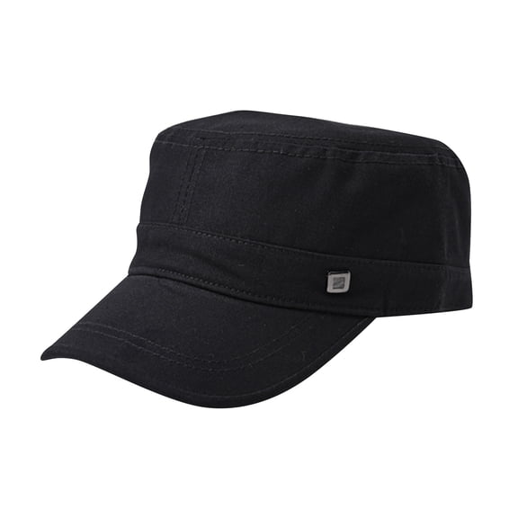 PoureLoom Washed Cotton Flat Top Cadet Hat, Adjustable Vintage Short Brim Cap for Men Women, Casual Outdoor Travel Daily Wear Hat Black One Size