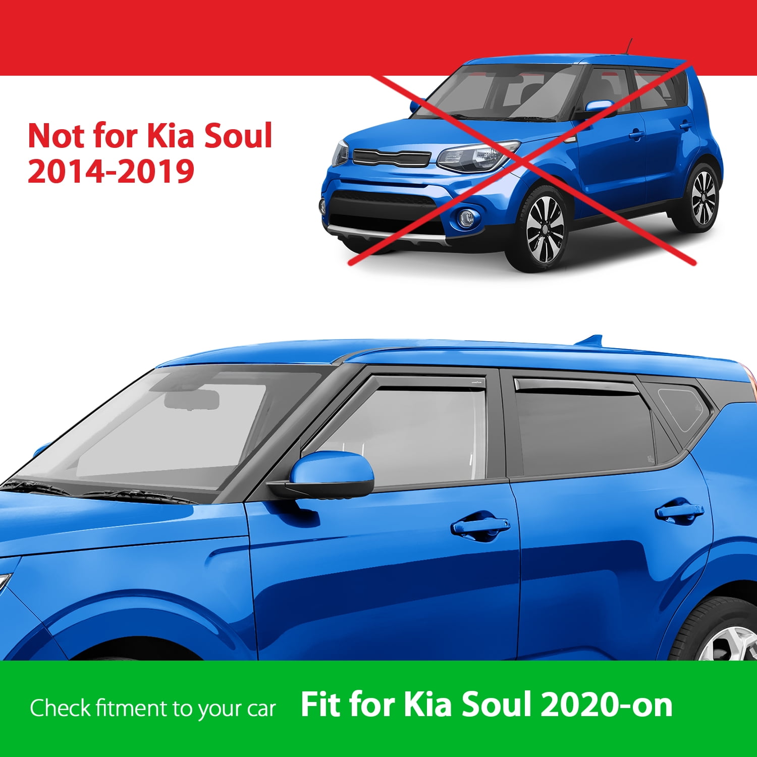 Goodyear Shatterproof in-Channel Window Deflectors for Kia Soul 2020-2022, Rain Guards, Window Visors for Cars, Vent Deflector, Car Accessories, 4 pcs - GY003493