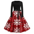 thumbnail image 2 of Christmas Dresses for Women Women's Fashion Round Neck Casual Slim Christmas Printed Long Sleeve Dresses for Christmas Party,Red,5XL, 2 of 5