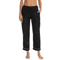thumbnail image 3 of BOOMILK Pajama Pants for Women Sleepwear Solid Comfortable Satin Pants With Pockets, 3 of 9