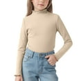 thumbnail image 2 of Yindaity Long Sleeve Shirt for Girls Girls Long Sleeve Shirts Soft Cotton T-Shirts Crewneck Basic Tees for Kids and Teen Girls Tops Clothes(Beige,5-6 Years), 2 of 7