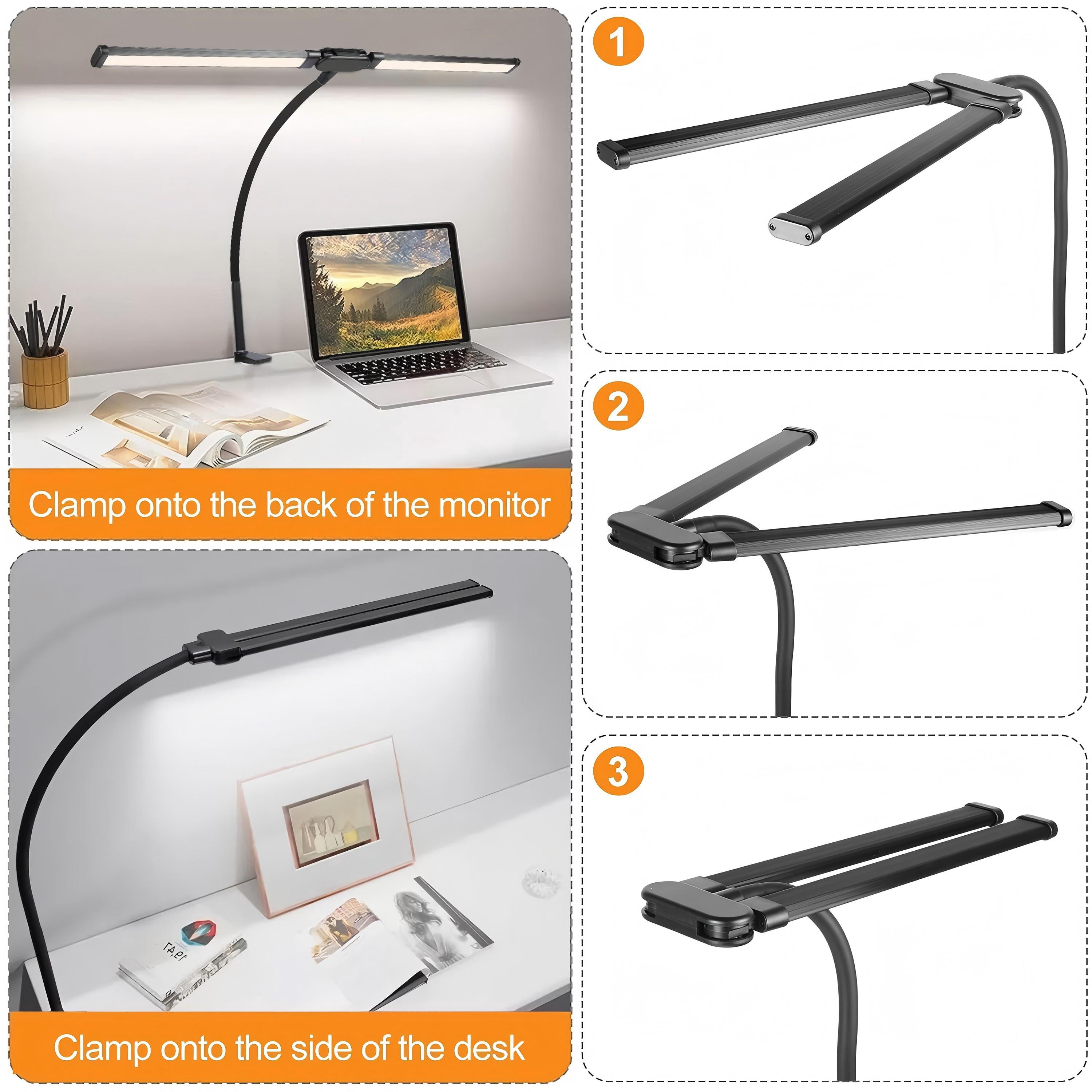 Afaoiry Desk Lamp - 12W Ultra Bright Auto Dimming Desk Light, Multi-Angle Adjustment, 10-Level Dimmable