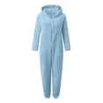 thumbnail image 3 of Womens Onesie Pajamas,Winter Warm Hooded Jumpsuit Loungewear Zip Up Sleepwear Plus Size, 3 of 6