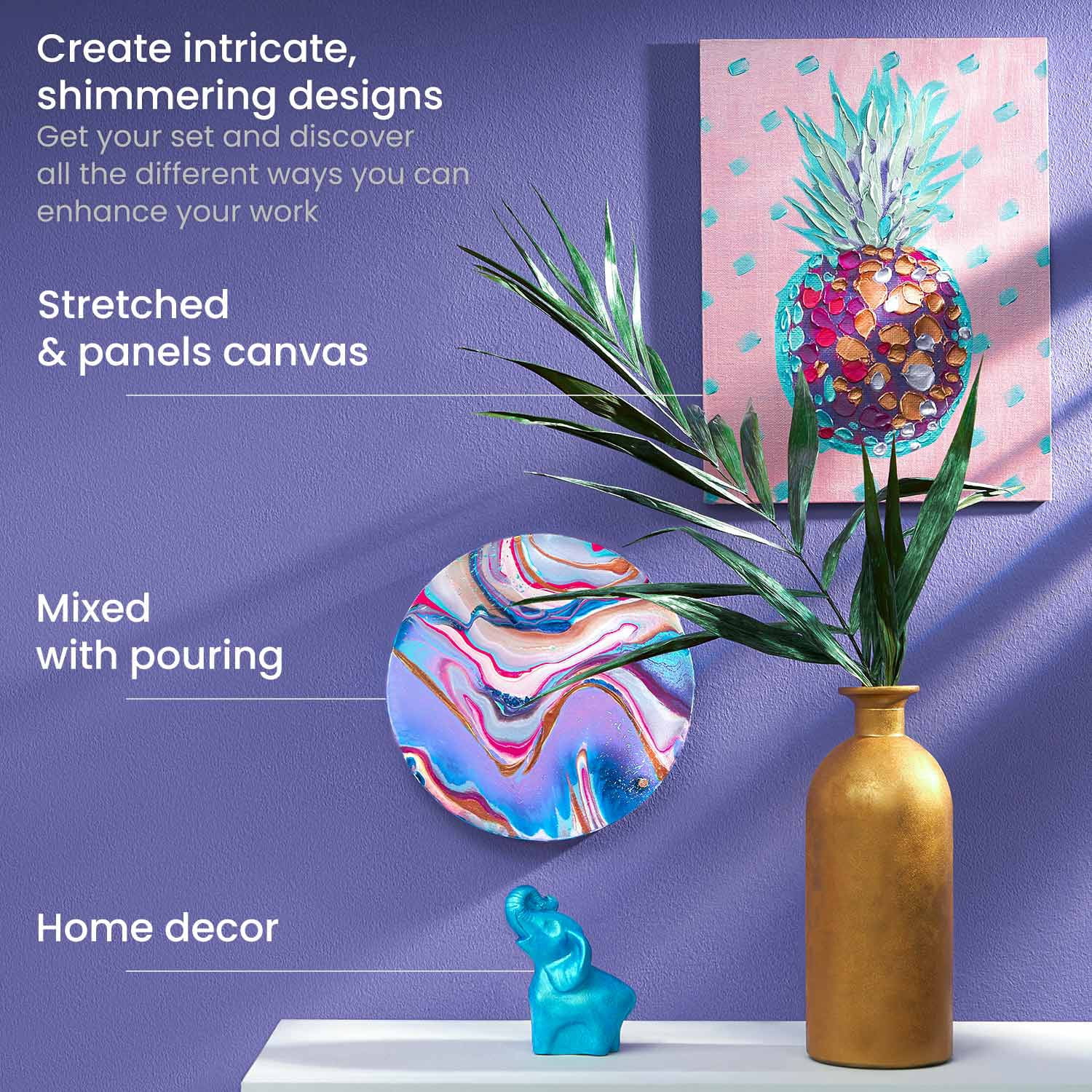 Arteza Acrylic Artist Paint, Metallic Finish, Multicolor, Set of 8, 120 mL