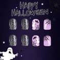 thumbnail image 3 of Uñas postizas adhesivas Posyofet moradas de Halloween, cuadradas y cortas, 3 of 7