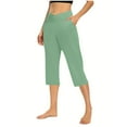 thumbnail image 2 of Capris for Seniors，Summer Womens Yoga Leggings High Waisted Put On Strech Sweatpants Vintage Causal Yoga Sweatpant Tummy Control Active Pants Workout Running Gym Capris, 2 of 6