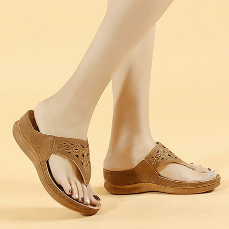

Vedolay Heeled Sandals Women s Comfy Sandals Summer Orthopedic Open Toe Sandals Khaki 6.5