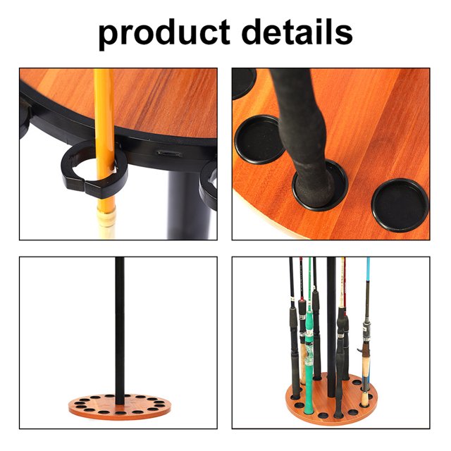 Support Rotatif pour Canne à Pêche, Support en Bois pour Canne à Pêche, Rangement pour Canne à Pêche