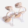 thumbnail image 3 of LuxeModa Reina Gem Detail Square Toe Lace Up Clear Perspex Pyramid Heel, NUDE (NUDE, 8.5), 3 of 5