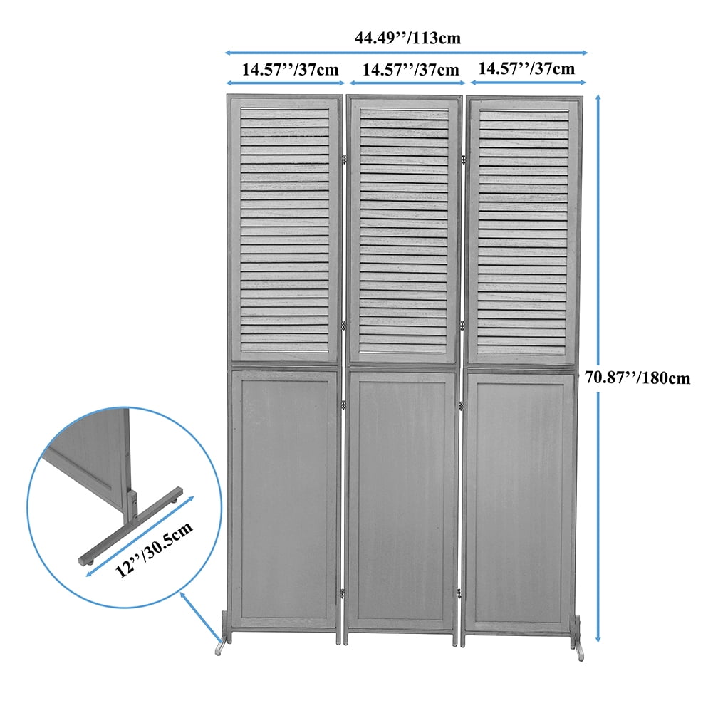 M optimized 3 Panel Room Divider Privacy Screen Privacy 70.87" Tall Wall Divider Folding Wood Screen for Home Office Bedroom Restaurant