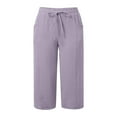 thumbnail image 4 of Ediodpoh Womens Pants Fashion Straight Leg Casual Pants High Waist Sports Loose Pants with Pockets Capris A_Light Purple XXL, 4 of 8