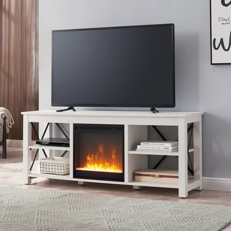 Camden&Wells - Sawyer Crystal Fireplace TV Stand for TVs Up to 65" - White