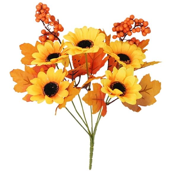 FUYPSE Artificial Flowers Outdoor Harliver Fall Flowers ArtificialSunflower Roses Pumpkins for Autumn DecorFall Arrangements Stems for Home Fall Wedding Bouquet Table Centerpieces Thanksgiving
