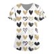 thumbnail image 1 of Fiudx Camisas de Mujer Blusa de Manga Corta con Cuello En V para Mujer, Uniforme de Trabajo, Impresión de Bolsillo, 1 of 3