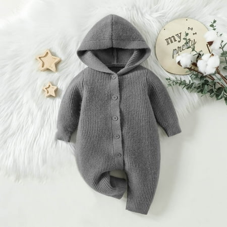 

Infant Clothing Deals Juebong Toddler Baby Boys Girls Color Cute Knitting Winter Thick Keep Warm Hoodie Jumpsuit Romper Gray 12-18 Months