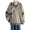 thumbnail image 5 of Suéter de pareja de colores a juego para hombre, chaleco de punto de otoño e invierno, estilo coreano holgado, estilo preppy, ropa exterior con cuello en V, 5 of 5