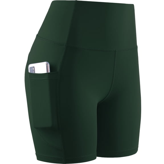 Cadmus 6'' Plus Size High Waist Yoga Shorts for Women Workout Running Shorts Naked Feeling Biker Shorts Deep Pockets, Dark Green, 2XL