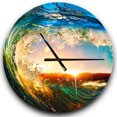 thumbnail image 1 of DesignArt Colored Ocean Waves Falling Down Large Wall Clock, 1 of 2