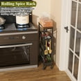 thumbnail image 5 of Utility Slim Storage Cart, 4 Tier Small Rolling Kitchen Laundry Room Cart with Wood Top, Metal Narrow Bathroom Storage Cabinet Mobile Shelf Unit Organizer Trolley with Handle for Narrow Space, 5 of 9
