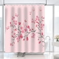 thumbnail image 4 of Pink Shower Curtain Cherry Blossom Shower Curtain Sakura Plum Blossom Cute Branch Ink Flowers Plant Pink Floral Butterfly Spring Bathroom Decor Set with 12 Hooks 72x72 inches, 4 of 6