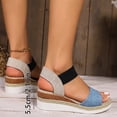thumbnail image 5 of Rokment Women's Beach Platform Wedge Dressy Sandals Comfortable Breathable Color Block Linen Elastic Ankle Strap Espadrilles Walking Sandals Casual Chunky High Heel Dress Summer Shoes Blue Size 9.5, 5 of 7
