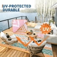 thumbnail image 5 of HIWEAVER 8' x 10' Pink/Green Outdoor Rug PP Plastic Straw Woven Waterproof Patio Rug with Border Portable Outside Carpet for Balcony Deck Picnic Garden Decor, 5 of 7