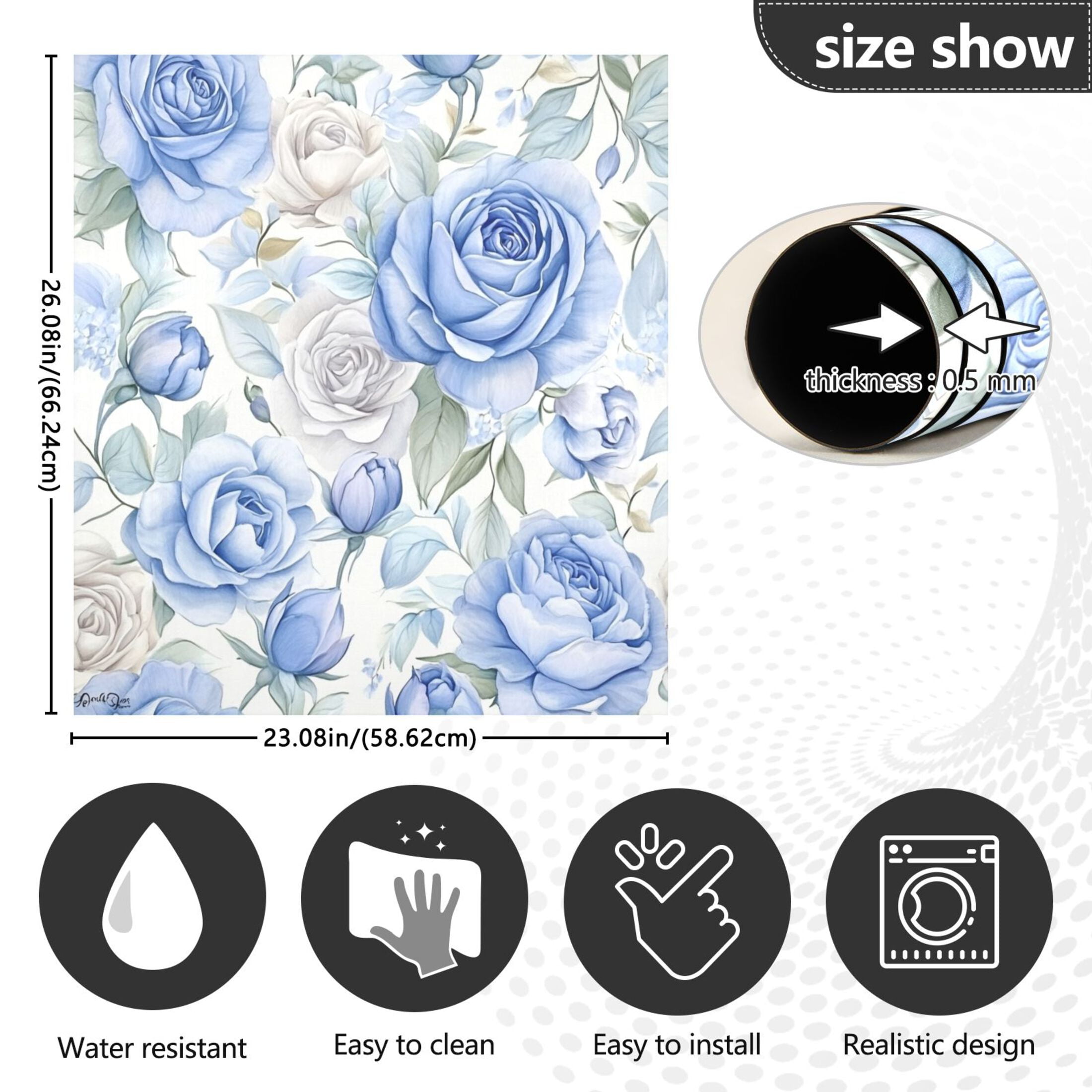 Dishwasher Magnetic Sticker 23x26 Inch Refrigerator Magnetic Sticker Washing Machine Magnetic Sticker Kitchen Panel Magnetic Sticker Home Decor Super Beautiful Blue Roses