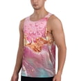 thumbnail image 2 of Gukieu Abstract Pink Gold Splash Print Men's Quick Dry Fitness Vest, Round Neck Sleeveless Fitness Bodybuilding Top-Medium, 2 of 7