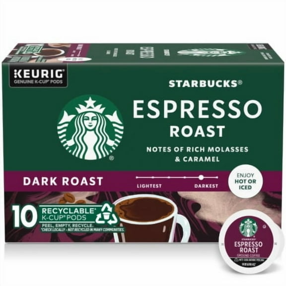 Pack of 2 Starbucks K-Cup Coffee Pods Dark Roast Coffee Espresso Roast, 10 ct (Package May Vary)