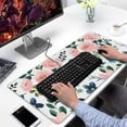 thumbnail image 2 of Pink Flowers and Leaves Desk Mouse Pad Pad Mouse Waterproof Washable for Office Home Work Gaming Desktop Tables Mouse Pad Rubber Base Mousepad with Stitched Edges 35.4x15.7inches, 2 of 7