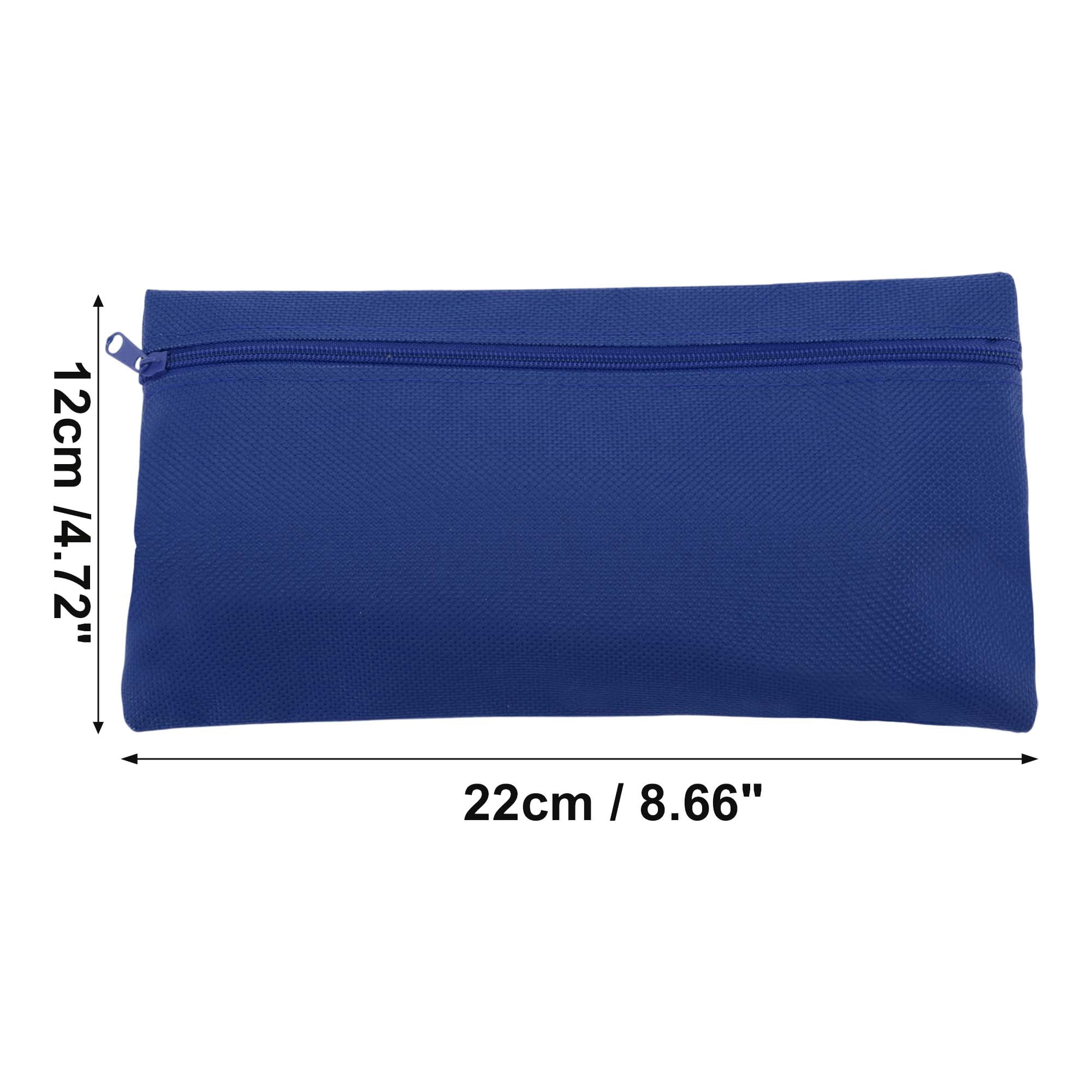 Unique Bargains Pencil Case Canvas Large Capacity Stationery Pen Bag for Office Blue
