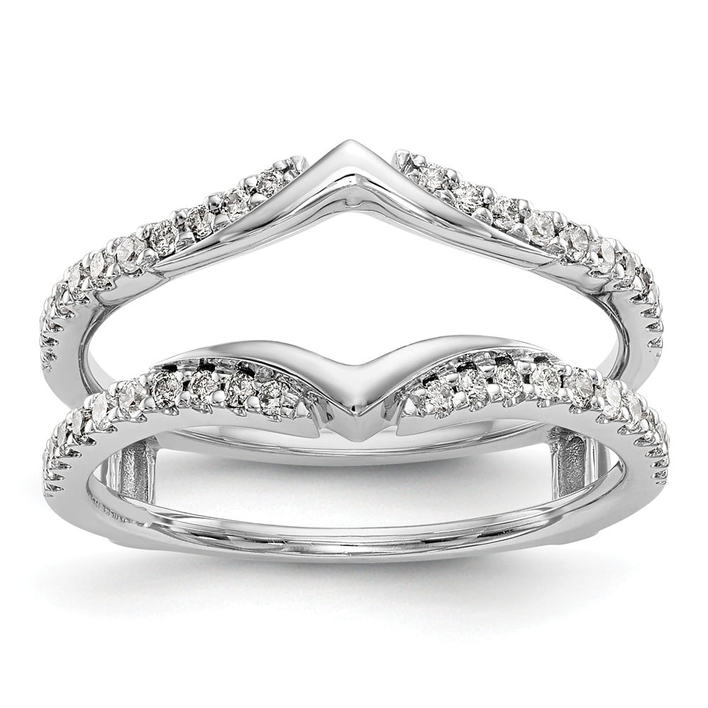 Diamond2Deal 14K White Gold Diamond Enhancer Ring Guard Wrap 0.328