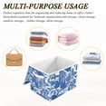 thumbnail image 6 of Yayeee Collapsible Cube Storage Bin with Lid Fabric Closet Decorative Basket with Handles, Blue Garden Pattern, 6 of 7