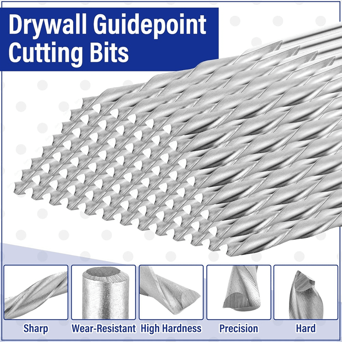 50Pcs 1/8 Inch Drill Bit for Wood and Plastic Guide Point Cutting Bits Diameter Wood Router Bits,for Use with Spiral Saw