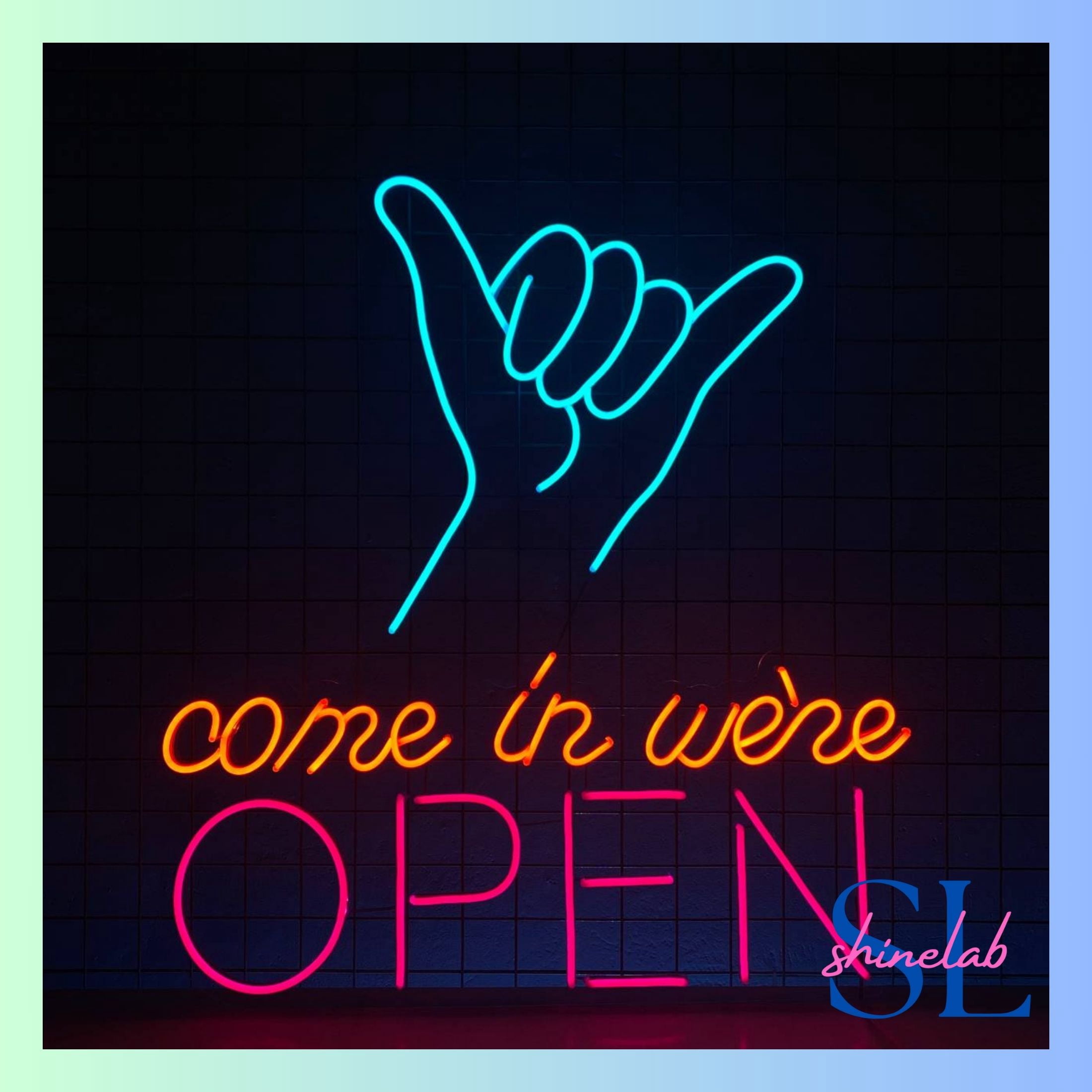 Shinelab Come In We're Open Neon Sign, Open Welcome Wall Art Light, Custom Text Open Wall Decor 01037