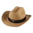 thumbnail image 5 of Fashionable Western Cowboy Hat Sun Protection Hat Unisex Costume Wide Brim for Outdoor Holiday Cowgirl Teens Men , Brown, 5 of 8